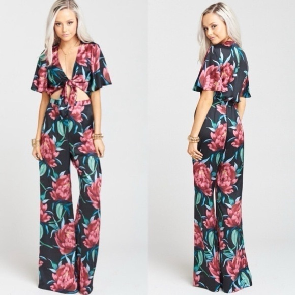 Show Me Your Mumu dark Floral cut out waist bold statement Jumpsuit XS‌‌‌‌‌‌ - Picture 1 of 6